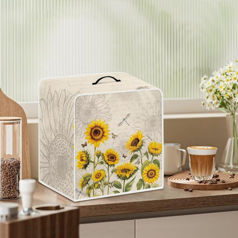 Sunflower Dustproof Waterproof Coffee Maker Cover for Small Kitchen Appliances, Fingerprint Protection Cover