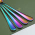Kyraton Rainbow Serving Set, 4 Piece Titanium Plated Utensils, Includes 2 Spoons and 2 Slotted Spoons