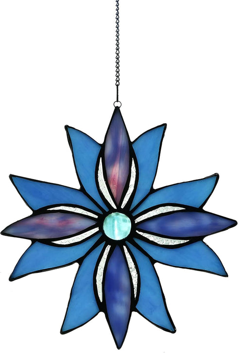 Yaloyi Handcrafted Stained Glass Window Hanging, Tiffany Style Stained Glass Sun Catcher for Window