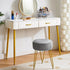 LG-30G IBUYKE Velvet Round Footrest Ottoman, Makeup Vanity Stool Side Table, Dressing Table Seat, Pouf Couch Stool