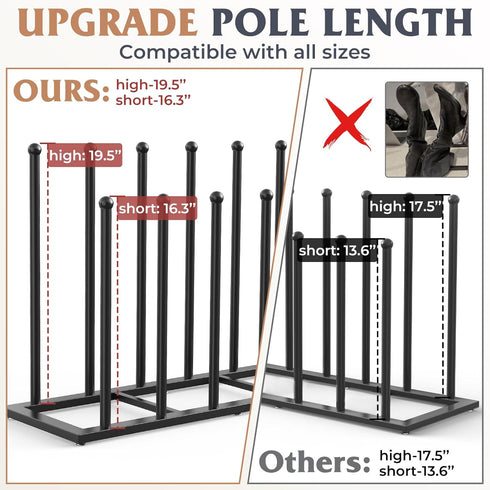 19.5 Inches 6 Closet, HzTinT Boot Rack, Boot Rack Organizer Tall Boots, Stainless Steel Boot Storage Holder, Free