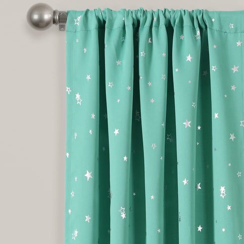 52" 84" Lush Decor Star Blackout Window Curtain Panels Pair W x L Turquoise - Blackout Curtains for Bedroom - Blue