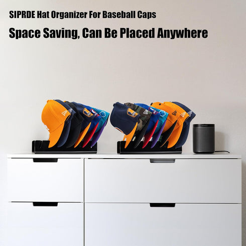 SIPRDE Hat Racks for Baseball Caps, 2 Pack No Install Acrylic Organizer for 14 Caps for Bedroom and Closet