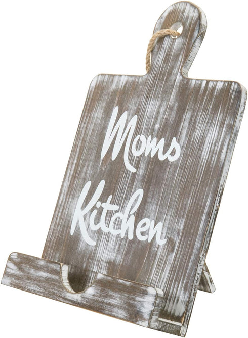 MyGift Gray Cookbook Stand: Mom's Kitchen Recipe Book Holder for Mother's Day, Birthday Present for Mom, Grandma
