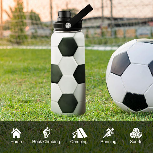 SANDJEST 32oz Insulated Stainless Steel Soccer Water Bottle with Lid - Perfect Gift for Men, Soccer Players, Coaches