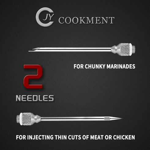 JY COOKMENT Meat Injector Syringe, 1-oz Marinade Flavor Injector with 2 Professional Needles, 1 Cleaning Brush
