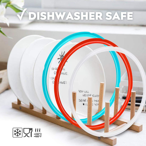 Silicone Sealing Ring 3Pack - Sky Blue, Cherry Red & Transparent White for Instant Pot 5/6 Quart Models