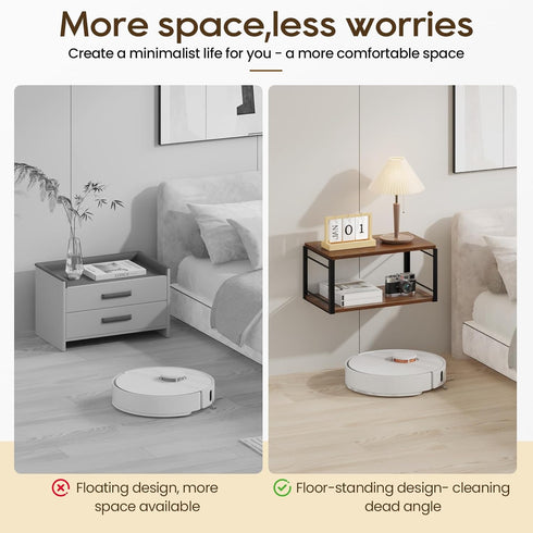 Floating Nightstand, Wood Bedside Shelf Wall Mounted Nightstand, Floating Bedside Table Wall Shelf for Bedroom, Living