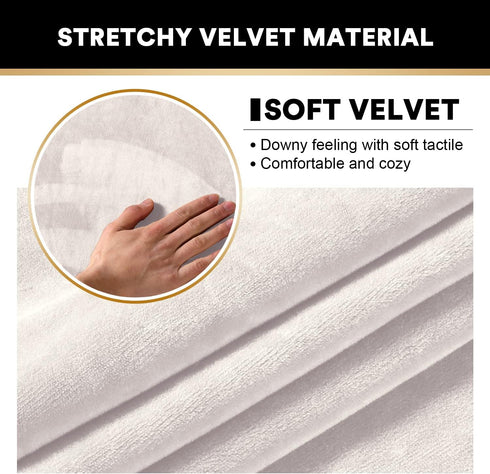 PrinceDeco Real Velvet Plush Ottoman Cover, Soft Rectangle Folding Storage Covers, X-Large, Ivory