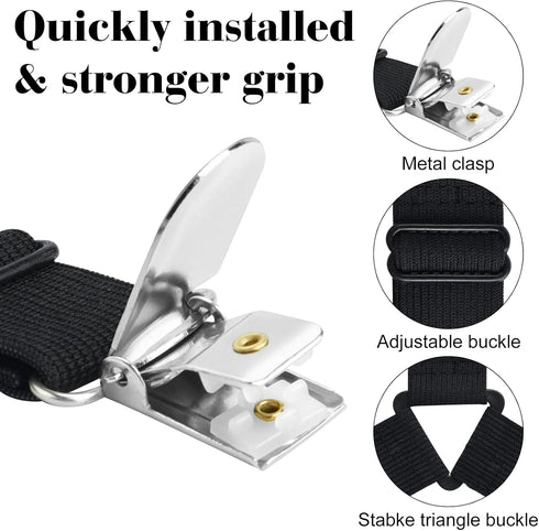 Morcheiong 4 Pack Adjustable Bed Sheet Fasteners Straps - Black, Bedding Holder Strap for Bedsheet Tie Downs
