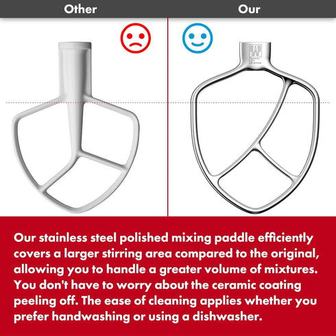 Stainless Steel Paddle Flat Beater, Accessories for KitchenAid Mixers, Fit 5 QT Bowl-Lift Mixing Bowl