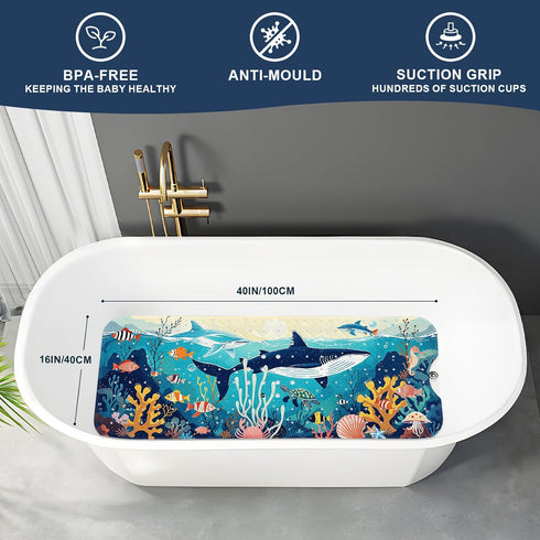 40"x16" XIYUNTE Baby Bath Mat for Tub Non Slip Kids Bath Mat - Extra Long Bathtub Mat Non Slip Kids, Eco-Friendly