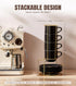8 Set 4, Lareina Ounce Porcelain Cappuccino Cups of Stackable Coffee Cups with Saucers, Spoons and Metal Stand