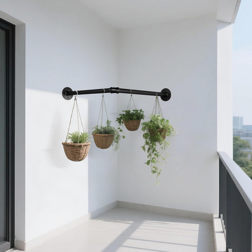 18.1" AddGrace Industrial Pipe Garment Rack Iron Wall Mounted Right Angle Corner Clothing Rack with Screws DIY Home
