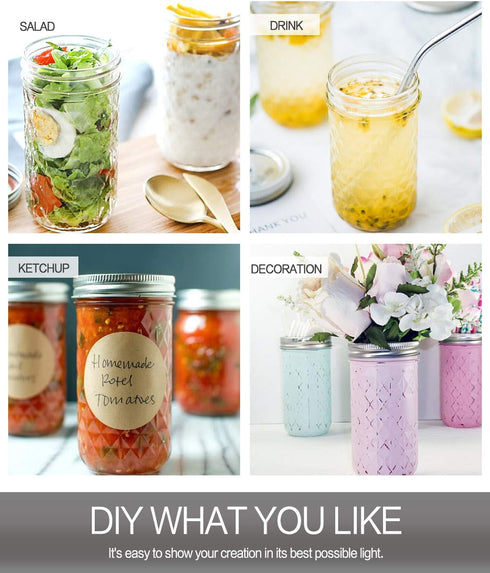 VERONES Wide Mouth Mason Jars, 22oz, 12 Pack with Lids and Bands, Ideal for Jam, Honey, Wedding Favors