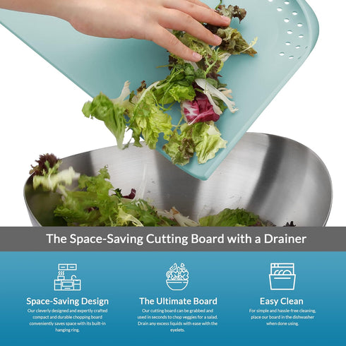 PortoFino Plastic Cutting Board - Small Cutting Board - Non Slip Cutting Board - Plastic Cutting Boards for Kitchen - Smart Cutting Board with Draining - Mini Cutting Board - RV Kitchen Accessories by Porto Fino Home & Kitchen