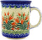 Polish Pottery Mug - Straight Sided, Crimson Bells