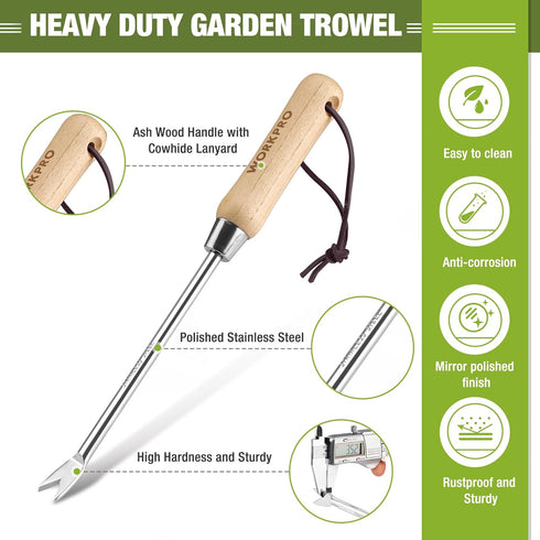 WORKPRO Dandelion Weeder Puller Tool with Wood Handle, Stainless Steel Garden Weed Remover Tool