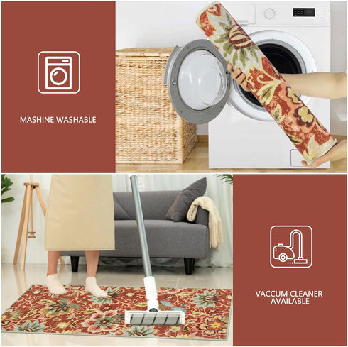 Homcomoda Kitchen Mats 3 Piece Set, Non Slip Washable Floral Kitchen Rugs for Sink, Laundry Room