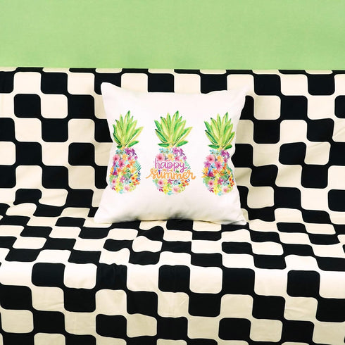 ONWAY Summer Throw Pillow Cover 18x18 Tropical Pineapples Colorful Floral Lumbar Pillowcase Happy Summer Holiday Farmhouse Decorations Patio Cushion Case for Sofa Couch Home Bed