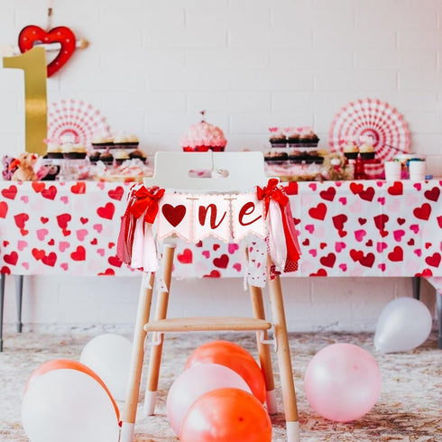 1st Sweetheart High Chair Banner - Valentine's Day First Birthday Highchair Banner, Little Sweetheart Birthday
