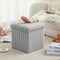Wenqik Grey Storage Ottoman Cube, Fluffy and Furry Grey Square Foot Rest