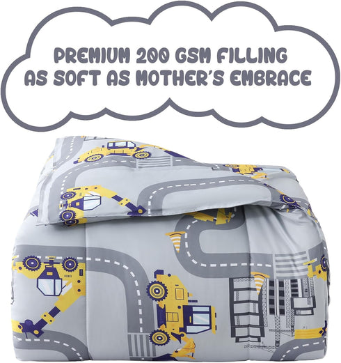 Set, Set Sets Yibeizi Twin Bed Comforter Kids Lightweight All-Season Comforter Cute Truck Pattern Microfiber Breathable
