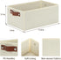 DULLEMELO Storage Bin, Fabric Storage Bin with PU Handles, Decorative Storage Basket and Organizer Bins, Collapsible Storage Bins for Toy Storage, Clothes Organizer (Light Beige,11.8L*7.9W*5.1H)