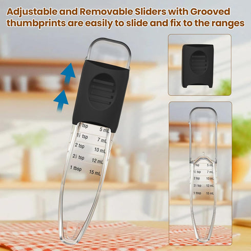 Professional Adjustable Measuring Spoons Set of 2#2258, Fits in Spice Jars, BPA-free & Dishwasher Safe