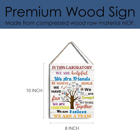Science Classroom Decor: Science Wall Art, "In This Laboratory We Are Patient" Wooden Hanging Sign for School