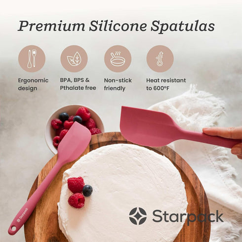 Starpack Silicone Spatula Set 'Scrape & Stir' (2 Pcs) - Heat Resistant Kitchen Spatulas 600°F - LFGB Grade Nonstick