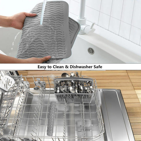 ZLR Silicone Dish Drying Mat for Kitchen Counter, Eco-Friendly Fast Drying Mat, Heat Resistant Trivet, 12" x 16"
