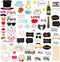 72 Pieces Wedding Photo Booth Props for Bridal Shower, Bachelorette Party, Selfies with Sticks and Stickers