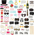 72 Pieces Wedding Photo Booth Props for Bridal Shower, Bachelorette Party, Selfies with Sticks and Stickers
