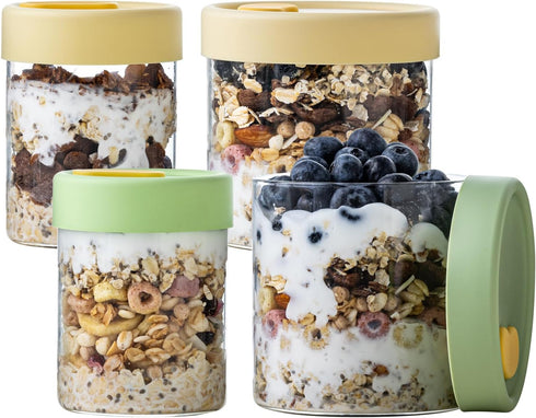 Overnight Oats Containers with Lids, 22oz & 16 oz Glass Jars with