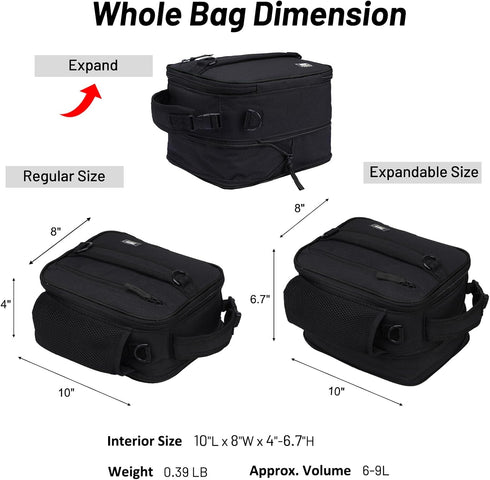 MIER Expandable Insulated Lunch Bag for Men - Portable Lunchbox with Shoulder Strap & Water Bottle Holder, Black