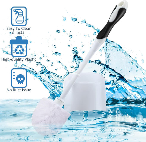 Tioncy 6 Pack Toilet Brush with Holder - Toilet Bowl Brush and Caddy Set, Stiff Bristles for Bathroom Cleaning,