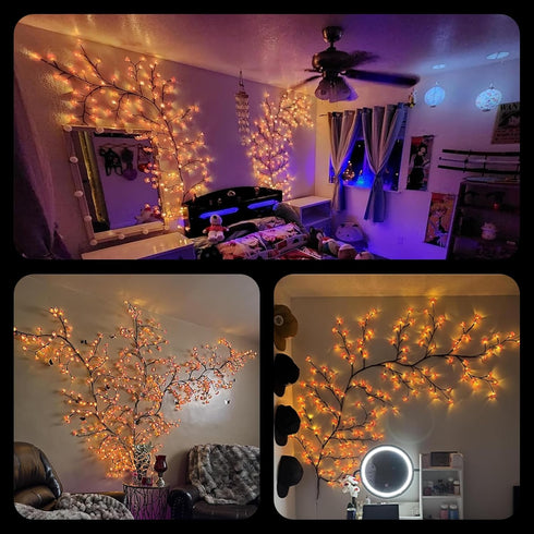 Generic 3.94 48LEDs 8 LED Tree Branch Lights for Wall FT Cherry Blossom Lights with Remote and Lighting Modes Cherry