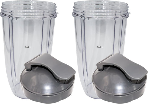 Blendin Replacement Parts for Nutribullet 600W, 900W, Includes 2 Colossal Cups and 2 Flip Top Lids