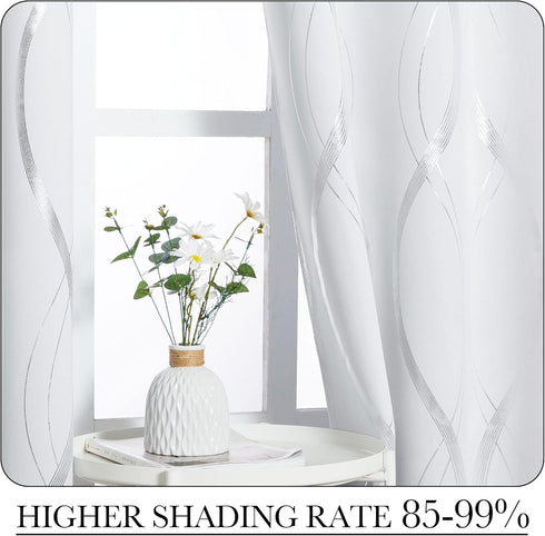 52 inches 90 inches, NICETOWN Room Darkening Curtain Panels for Living Room, by Greyish White, Home Fashion Decor Foil