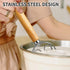 Danish Dough Whisk, Stainless Steel Dough Hook Dutch Whisk for Sourdough Bread, Wooden Handle Mixing Tool