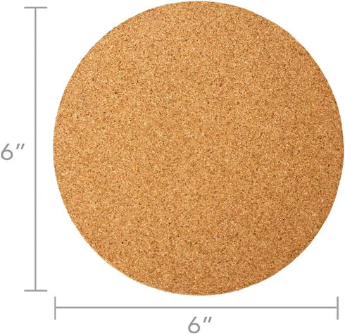 Hygloss Products Natural Cork Coasters - Eco-Friendly Absorbent Rounds for Drinks, 3mm, 6 inch, Set of 24