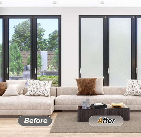 rabbitgoo Privacy Window Film - Frosted Glass Clings, Static Cling Heat Blocking Door Stickers for Home, 11.8" x 78.7"