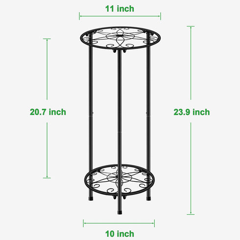 2 23.9 inch, CASIMR Plant Stand Indoor Outdoor, Metal Rustproof Flower Shelf Tier Tall Multiple Plant Pot Holder Rack