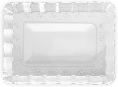 Plasticpro Plastic Serving Trays, Rectangle 9X13 Disposable Party Dish, Includes 4 Trays