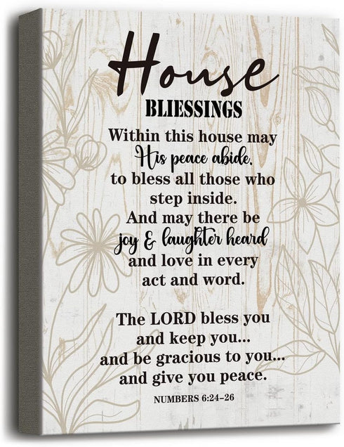 Canvas Wall Art House Blessing Decor, Inspirational Quote Prints for Home, Christian Family Gift, 12x15