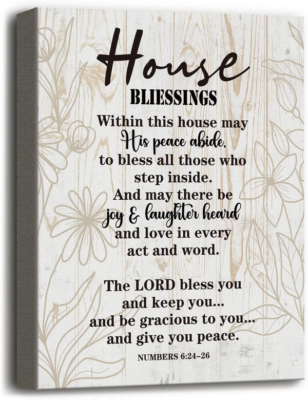 Canvas Wall Art House Blessing Decor, Inspirational Quote Prints for Home, Christian Family Gift, 12x15