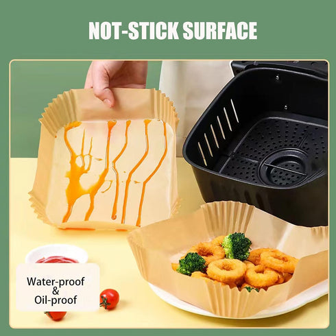 Air Fryer Disposable Paper Liner, Rectangular for Ninja 2-Basket Air Fryer, 100Pcs Non-stick Parchment Paper