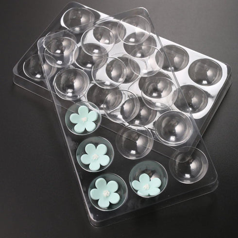 2 Pcs Set 15 Cavity Sugar Flower Fondant Shaping Plate, Plastic Mold