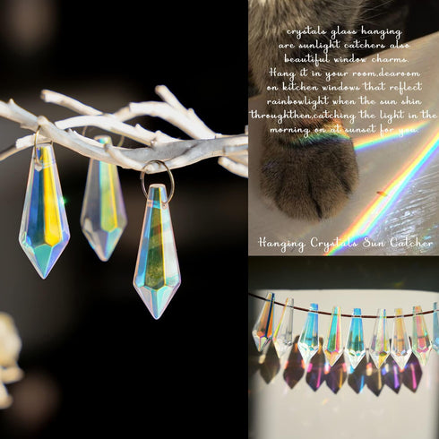 50pcs 38mm Suncatcher Crystal Icicle Prisms Pendant, Icicle Chandelier Crystals Pendants Drops Lamp Candle Holders